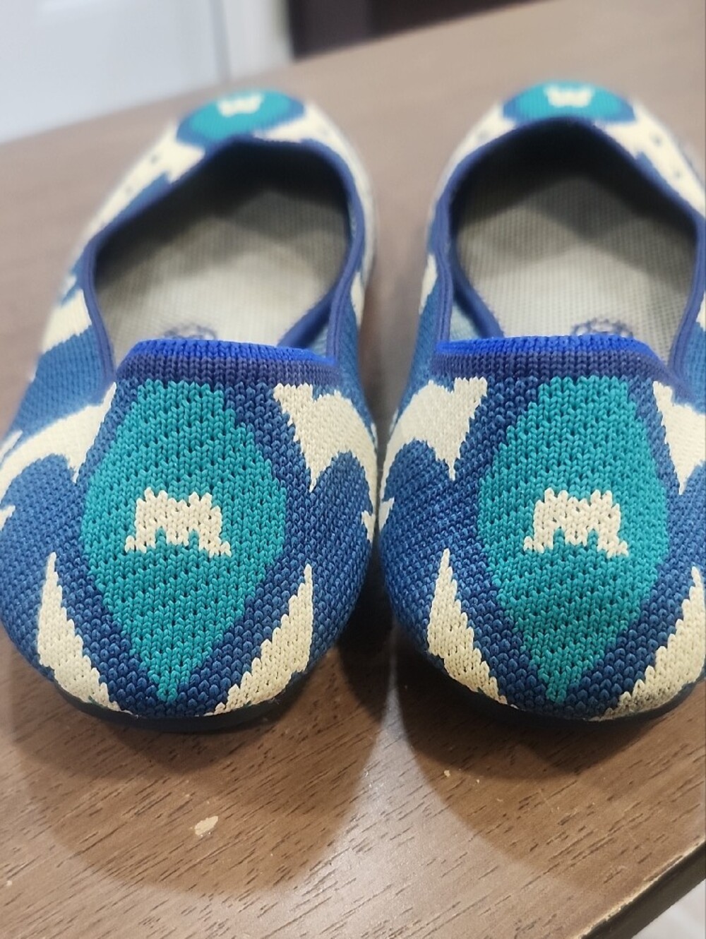 Rothy's Blue, Teal & Cream Knit Pointelle Flats - Picture 6 of 8